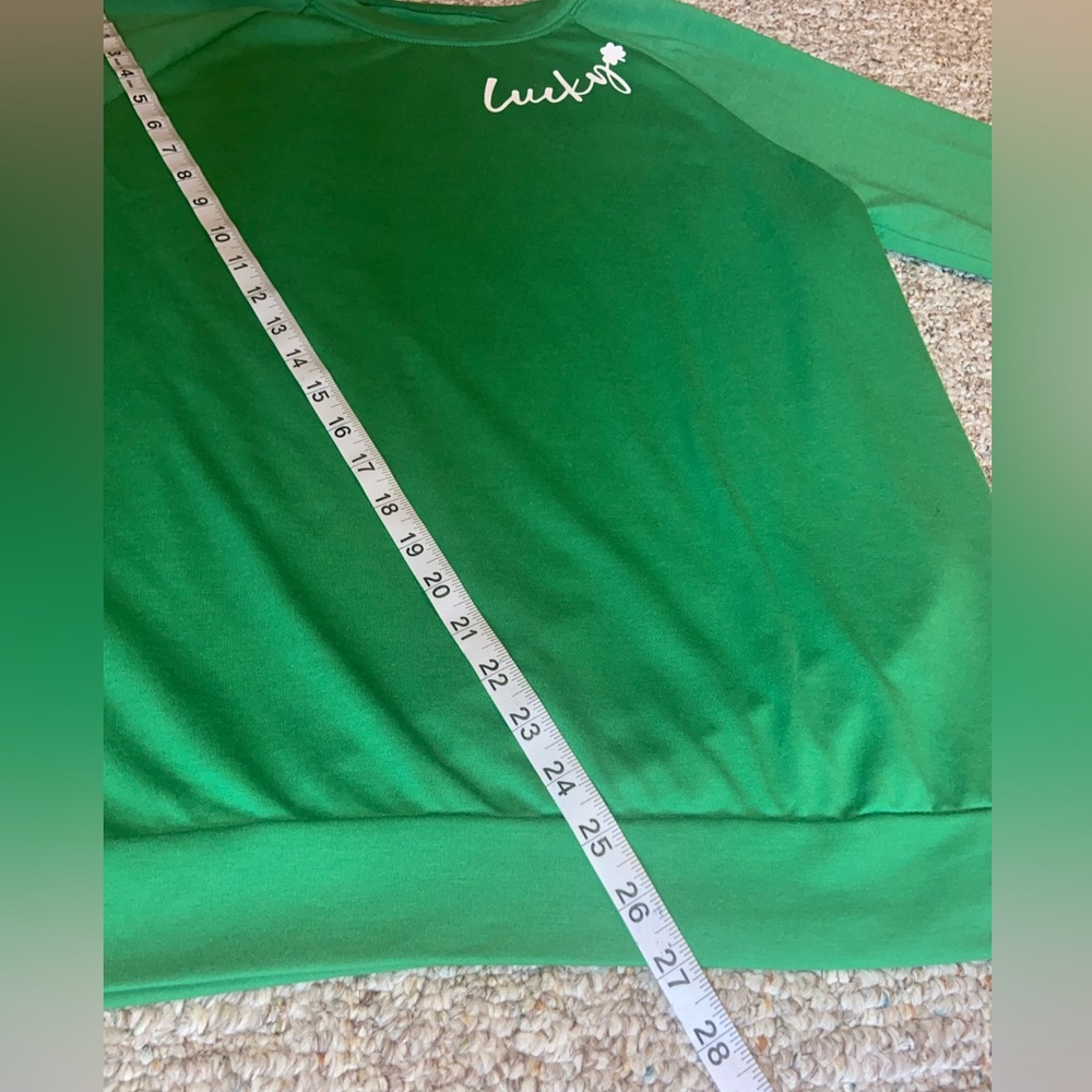 Green Lucky Sweatshirt with Shamrock Design on both arms -M - Picture 2 of 8